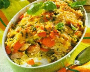 pfiffiger reisauflauf mit bratwurst (auflauf)