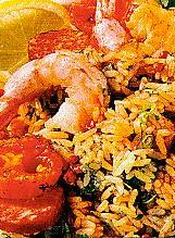 karibische reispfanne mit garnelen (ausländisch)