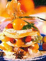 quarkküchlein mit bunten früchten (dessert)