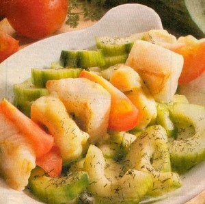 fischspiesse auf schmorgurken (fisch)