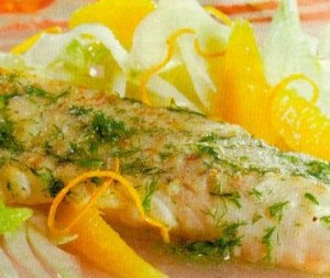 gebratener kabeljau auf fenchel-orangensalat (fisch)