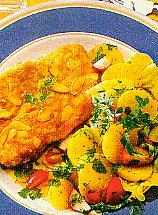 mandelfisch mit kartoffelsalat (fisch)