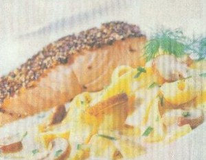 pilznudeln mit pfefferlachs (fisch)