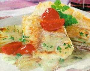 rotbarsch auf glasiertem chicoréegemüse (fisch)