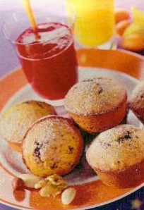 schokoladenmuffins mit mango-himbeercreme (kuchen)
