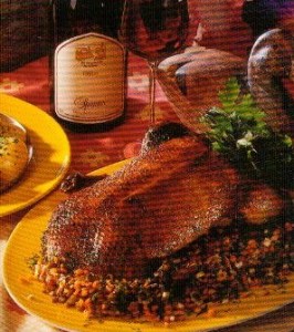 honigente-auf-sahnelinsen-gefluegel