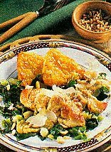 überbackene hähnchenbrust auf spinat (geflügel)