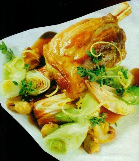 lammhaxe mit lauch-gemüse (lamm)